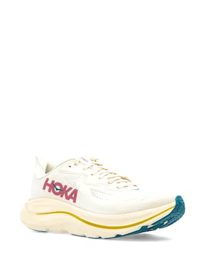 Hoka Clifton 10 Rubber-trimmed Jacquard-mesh Sneakers In Neutral