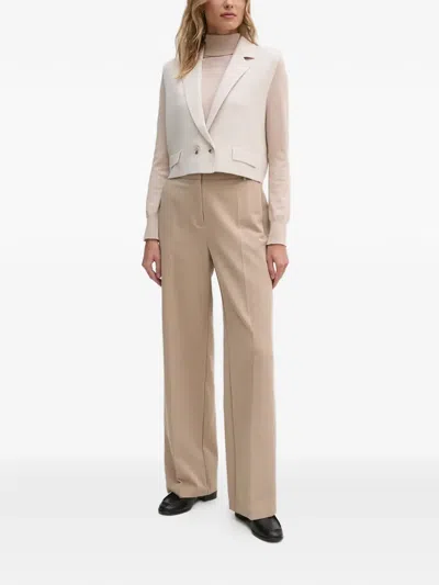 Ouí Double-breasted Cropped Jacket In White