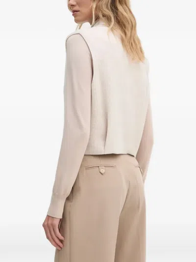 Ouí Double-breasted Cropped Jacket In White