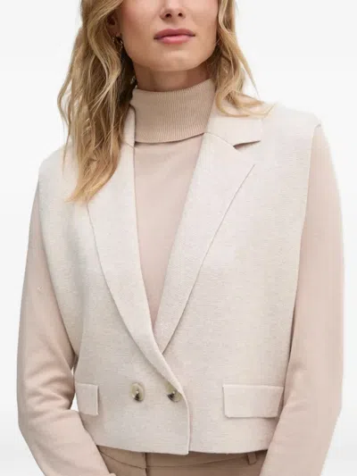 Ouí Double-breasted Cropped Jacket In White