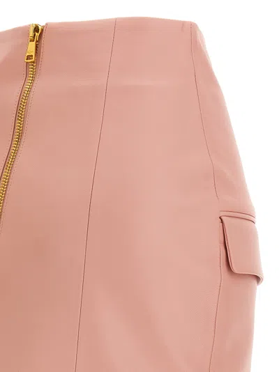 Balmain Short Lambskin Skirt With Buttons In Animal Print