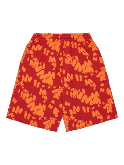 Marni Elasticated Printed Shorts In Brown