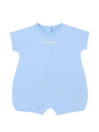 Balmain Logo-detail Romper Set In Blue
