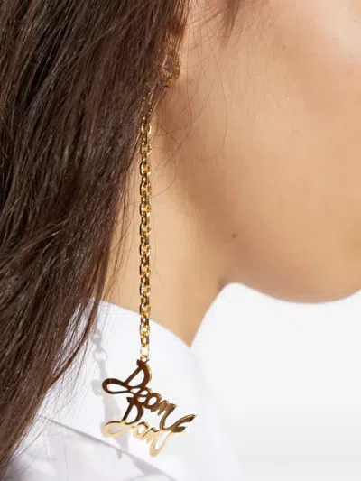 Dsquared2 Chain Script Earrings In Gold