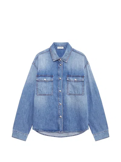 Anine Bing Womens Baltic Blue Paxton Oversized Denim Shirt
