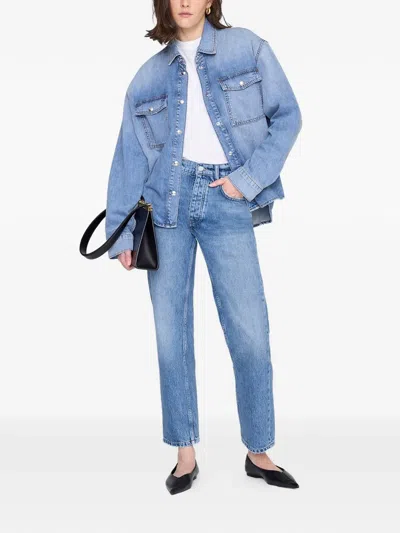 Anine Bing Womens Baltic Blue Paxton Oversized Denim Shirt