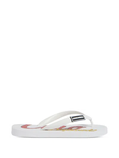 Dsquared2 Logo-detail Flip Flops In White