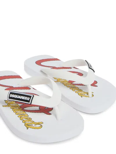 Dsquared2 Logo-detail Flip Flops In White