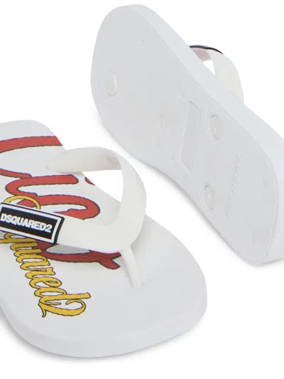 Dsquared2 Logo-detail Flip Flops In White