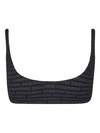 Dsquared2 Logo-print Bikini Top In Black