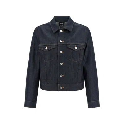 A.p.c. A. P.c. Dion Contrast-stitching Jacket In Blue