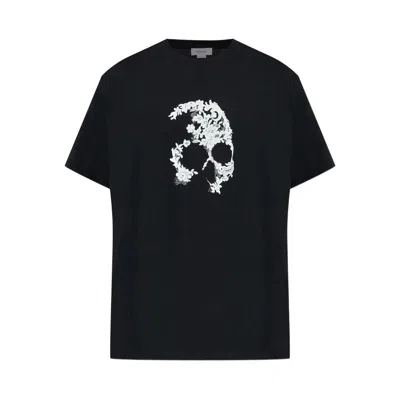 Alexander Mcqueen Crew Neck Graphic Print Short Sleeve T Shirt In Black
