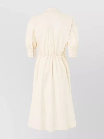 Pinko Wrap Dress Knee Length Puff Sleeves In Neutral