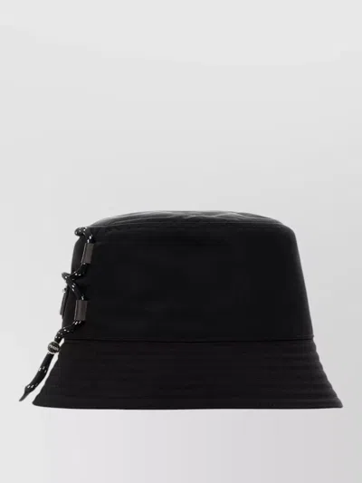 Prada Triangle Logo Drawstring Bucket Hat In Black