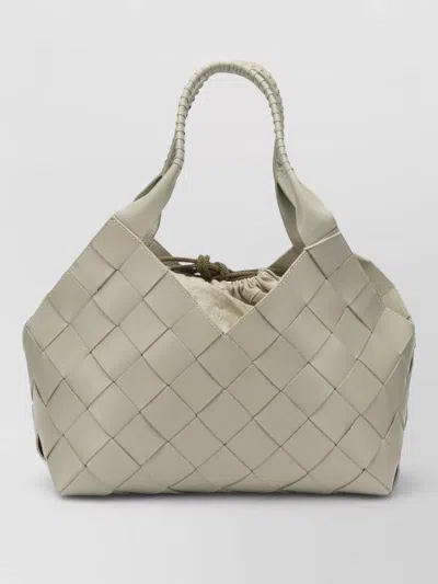 Dragon Diffusion Woven Shoulder Bag Featuring Top Handle In Green