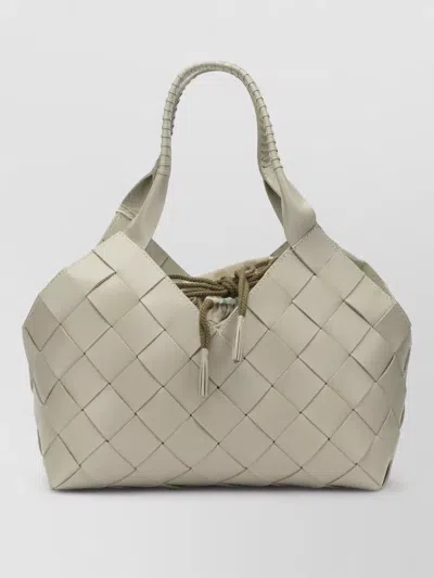 Dragon Diffusion Woven Shoulder Bag Featuring Top Handle In Green