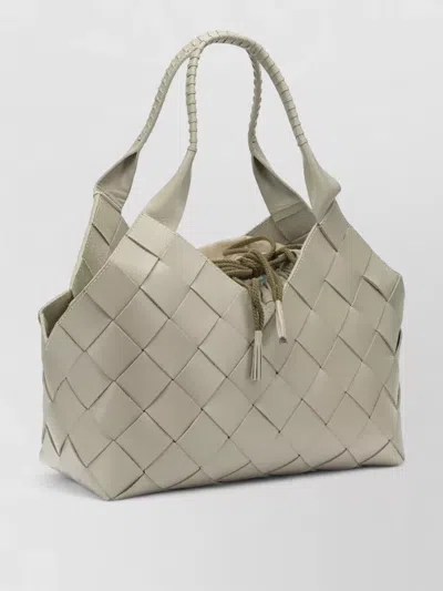 Dragon Diffusion Woven Shoulder Bag Featuring Top Handle In Green