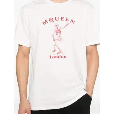 Alexander Mcqueen Skull Graphic Crew Neck Cotton T Shirt In White