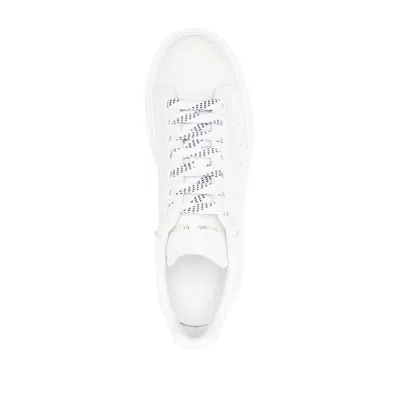 Alexander Mcqueen White Low Top Sneakers With Logo Lettering On Tongue And Heel In Leather Woman