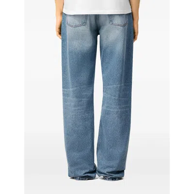 Ami Alexandre Mattiussi Ami Straight-leg Denim Jeans With Faded Blue Wash And Leather Accent