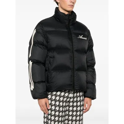 Amiri Bones Patch High Collar Puffer Jacket In Black