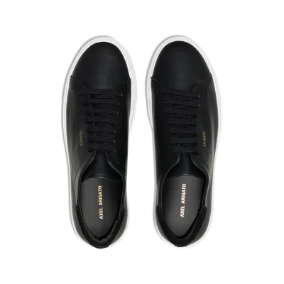 Axel Arigato 90 Clean Black Low Top Sneakers With Logo Lettering On The Side In Leather Man In Multi