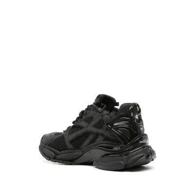 Balenciaga Men Runner Mesh And Leather Sneakers In Black