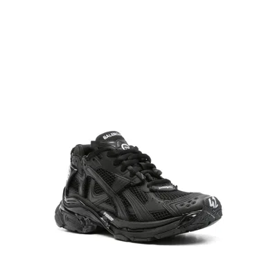 Balenciaga Men Runner Mesh And Leather Sneakers In Black