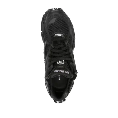 Balenciaga Men Runner Mesh And Leather Sneakers In Black