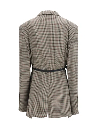 Balenciaga Tailored Wrap Jacket With Checkered Design For Women In Green