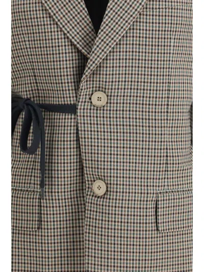Balenciaga Tailored Wrap Jacket With Checkered Design For Women In Green