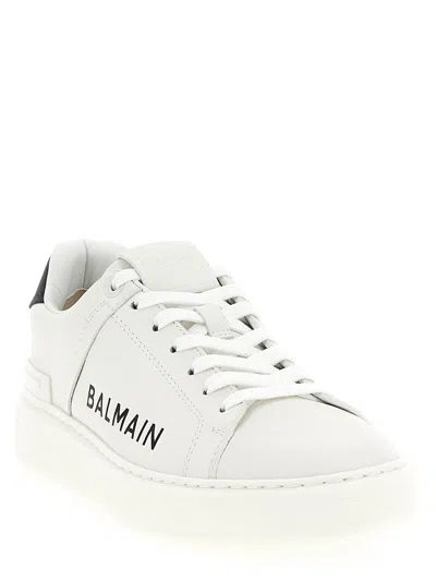 Balmain Calfskin Logo Motif Lace-up Sneakers With Black Heel Counter In Multi