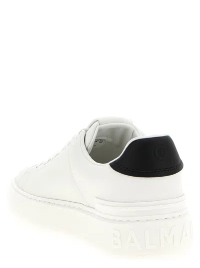 Balmain Calfskin Logo Motif Lace-up Sneakers With Black Heel Counter In Multi