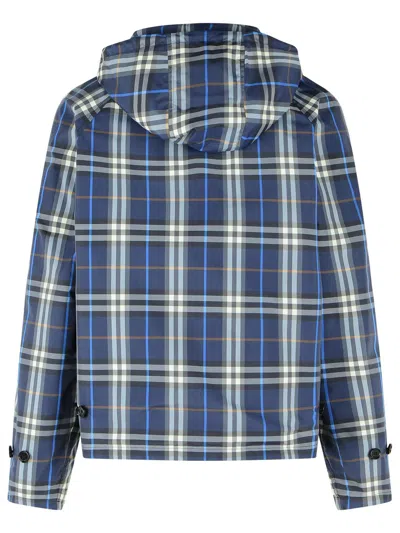 Burberry Blue Reversible Cotton Jacket With Check Pattern In Blue