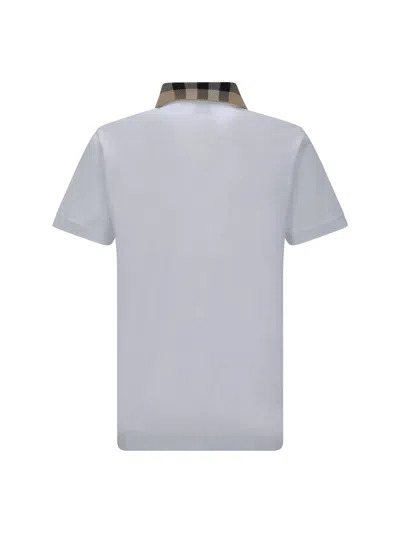 Burberry Check-collar White Polo Shirt With Three-button Placket