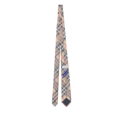 Burberry Check Silk Tie In Brown
