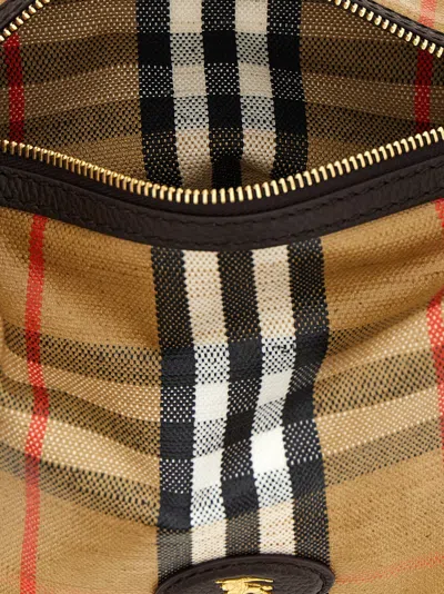 Burberry Women Coated Canvas Handbag With Check Pattern In Multi