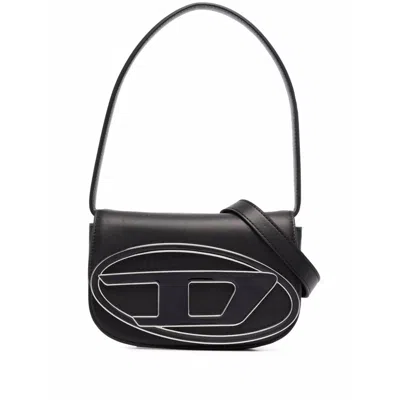 Diesel Mini Shoulder Bag In Soft Nappa Leather With Logo Detail In Black