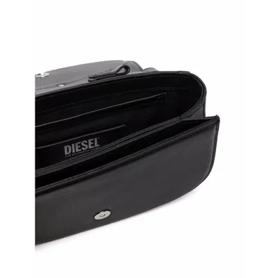 Diesel Mini Shoulder Bag In Soft Nappa Leather With Logo Detail In Black