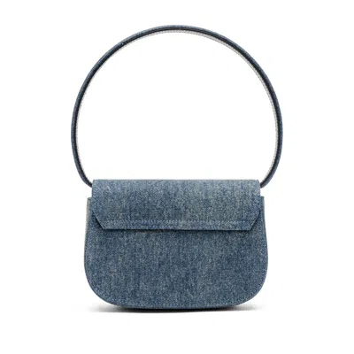 Diesel Shoulder Bag In Blue Denim With Leather Trims And Oval D Plaque