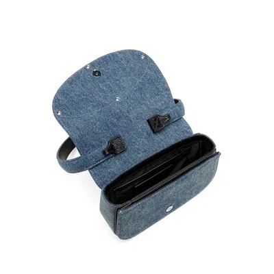 Diesel Shoulder Bag In Blue Denim With Leather Trims And Oval D Plaque
