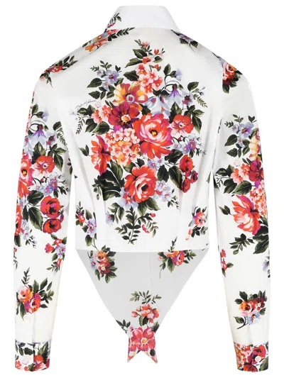 Dolce & Gabbana Cotton Shirt With A Bouquet Of Flowers Print Shirts White In Multi