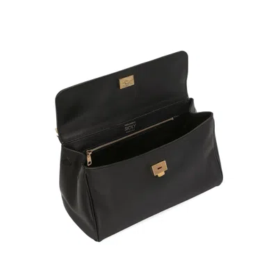 Dolce & Gabbana Black Handbag With Padlock Detail And Adjustable And Removable Shoulder Strap In Leather Woman In Black