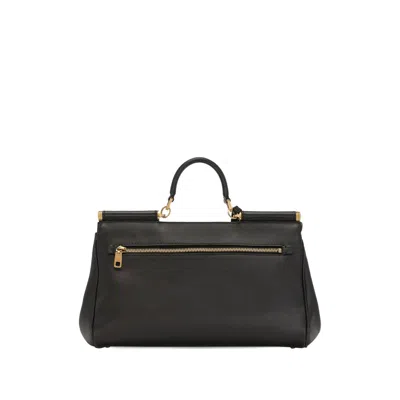 Dolce & Gabbana Black Handbag With Padlock Detail And Adjustable And Removable Shoulder Strap In Leather Woman In Black