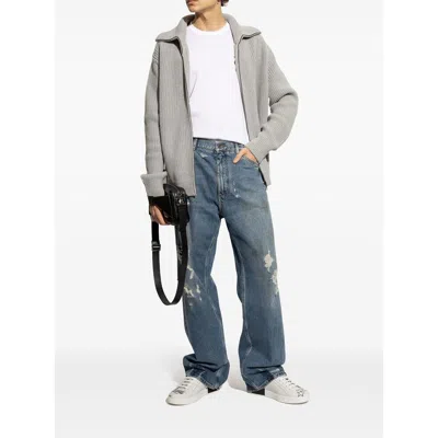 Dolce & Gabbana White Low Top Sneakers With Logo Patch On The Tongue And All-over Print In Leather Man In Black