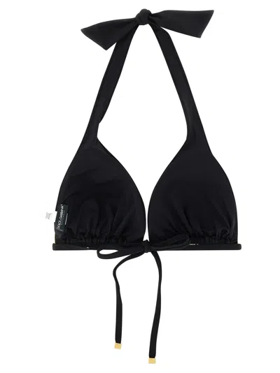 Dolce & Gabbana Padded Jersey Triangle Bikini Top In Black