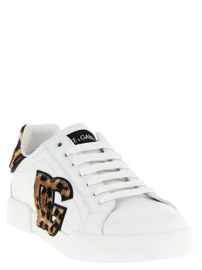 Dolce & Gabbana Portofino Light Strobel Nappa Calfskin Sneakers In White