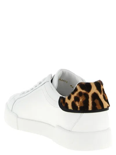 Dolce & Gabbana Portofino Light Strobel Nappa Calfskin Sneakers In White