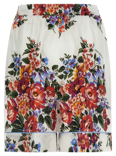 Dolce & Gabbana Flower Bouquet-print Twill Vanity Bermuda Shorts In White