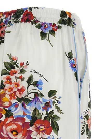 Dolce & Gabbana Flower Bouquet-print Twill Vanity Bermuda Shorts In White